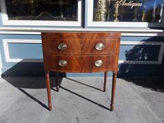 English Mahogany Bow Front Inlaid Ladies Dressing Table.  Circa 1790