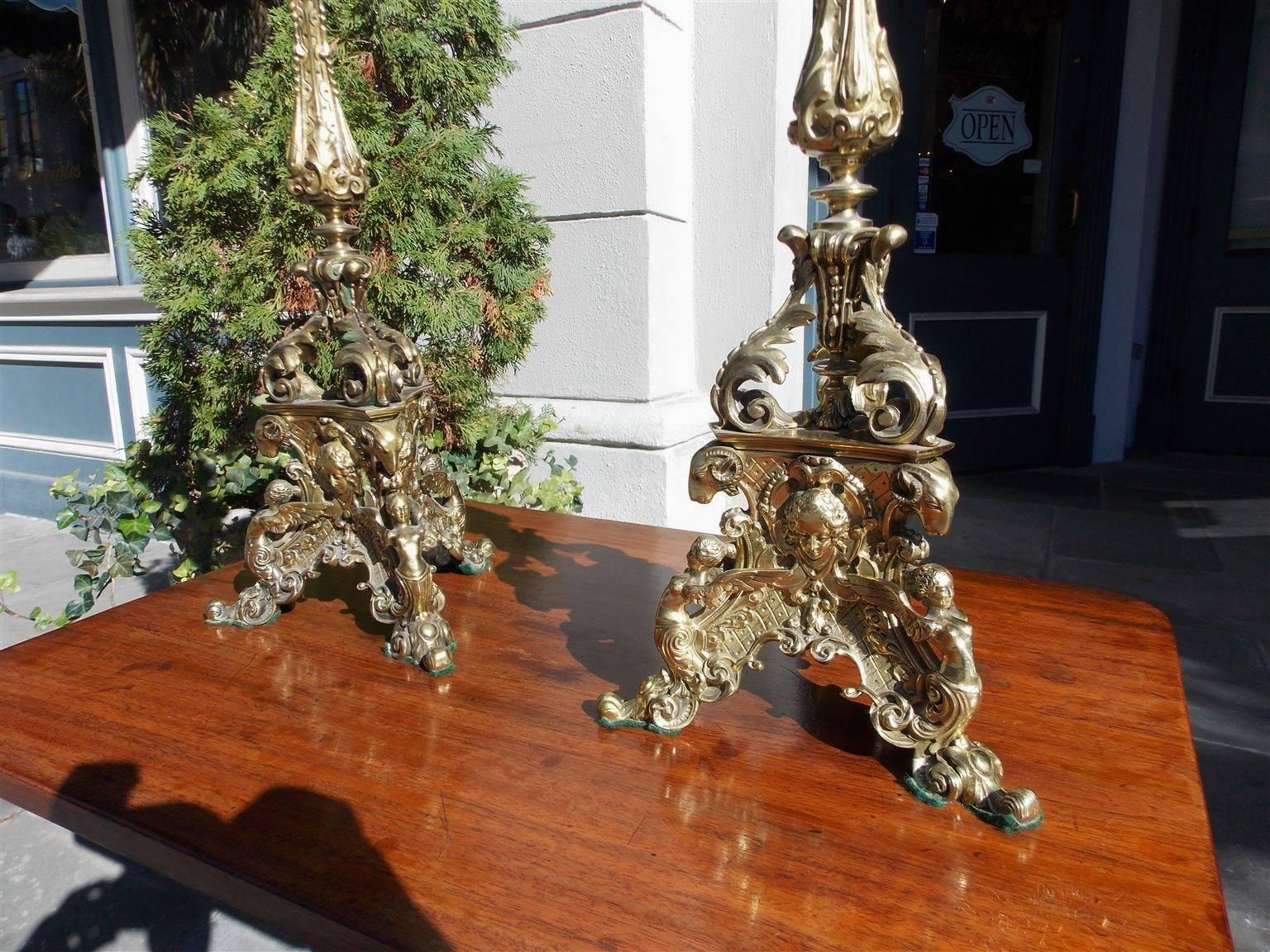 Pair of Italian Bronze Figural and Floral Candelabras, Circa 1830 For Sale 2