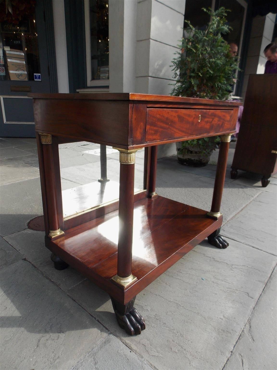 French Mahogany Ormolu One-Drawer Console, Circa 1790 In Excellent Condition In Hollywood, SC