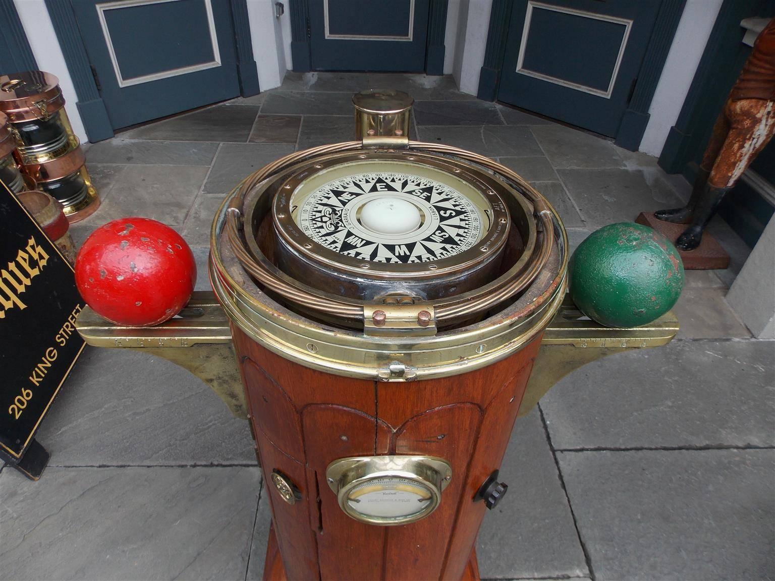 English Mahogany & Brass Ships Binnacle. Henry Browne & Son Ltd., Circa 1900 In Excellent Condition In Hollywood, SC