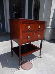 American Sheraton Walnut & Mahogany Two-Drawer Stand , NY, Circa 1815