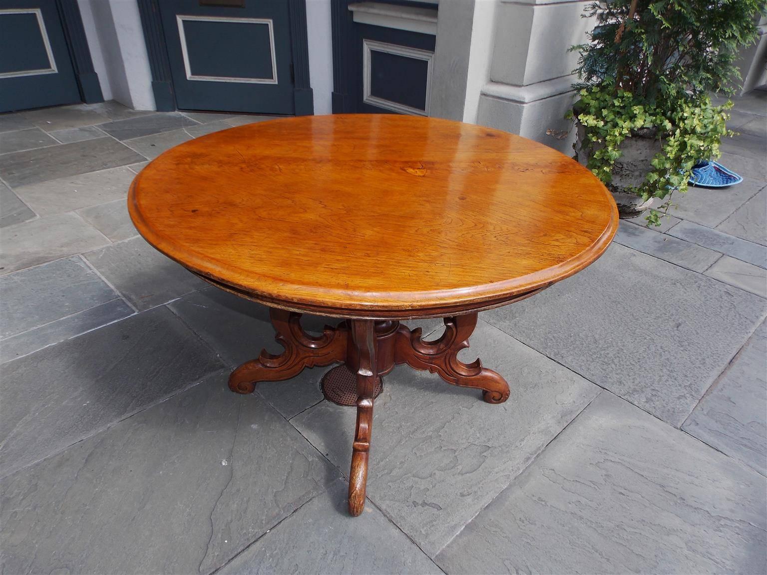 Louis Philippe French Walnut One Board Top Center Table, Circa 1820