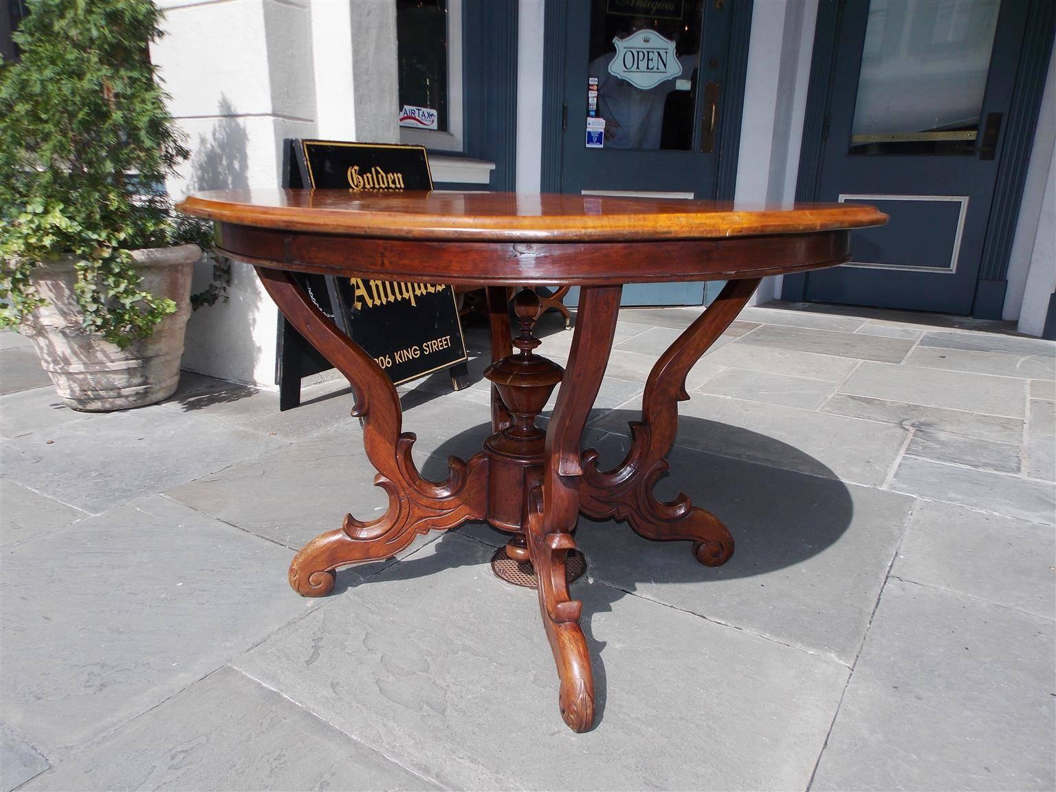 French Walnut One Board Top Center Table, Circa 1820 1