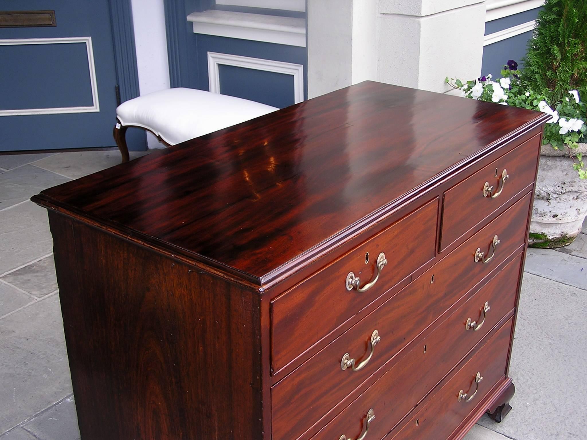 Cast English Chippendale Mahogany Graduated Chest of Drawers, Circa 1770
