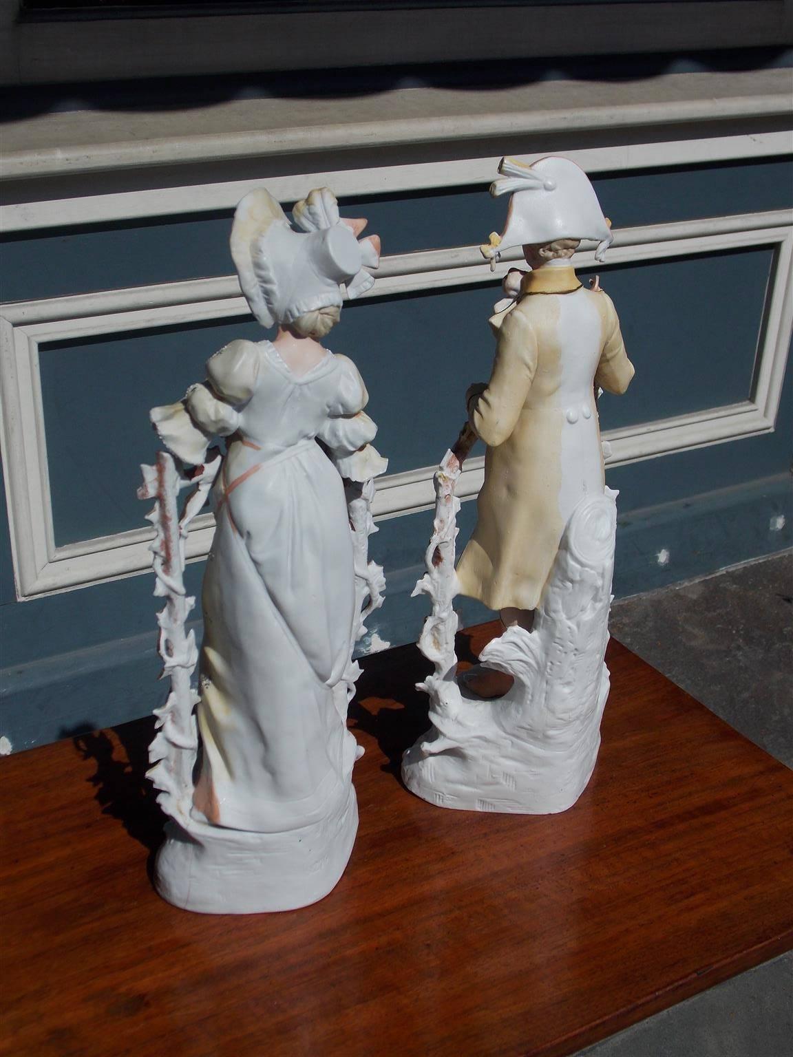 Hand-Crafted Pair of French Bisque Standing Figurines, Circa 1880