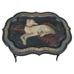 English Regency Painted Whippet Serpentine Bell Flower Tray on Stand, Circa 1815