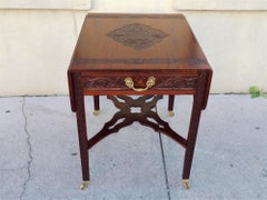 English Hepplewhite Mahogany Foliage Acanthus Pembroke Table w/ Casters, C 1780