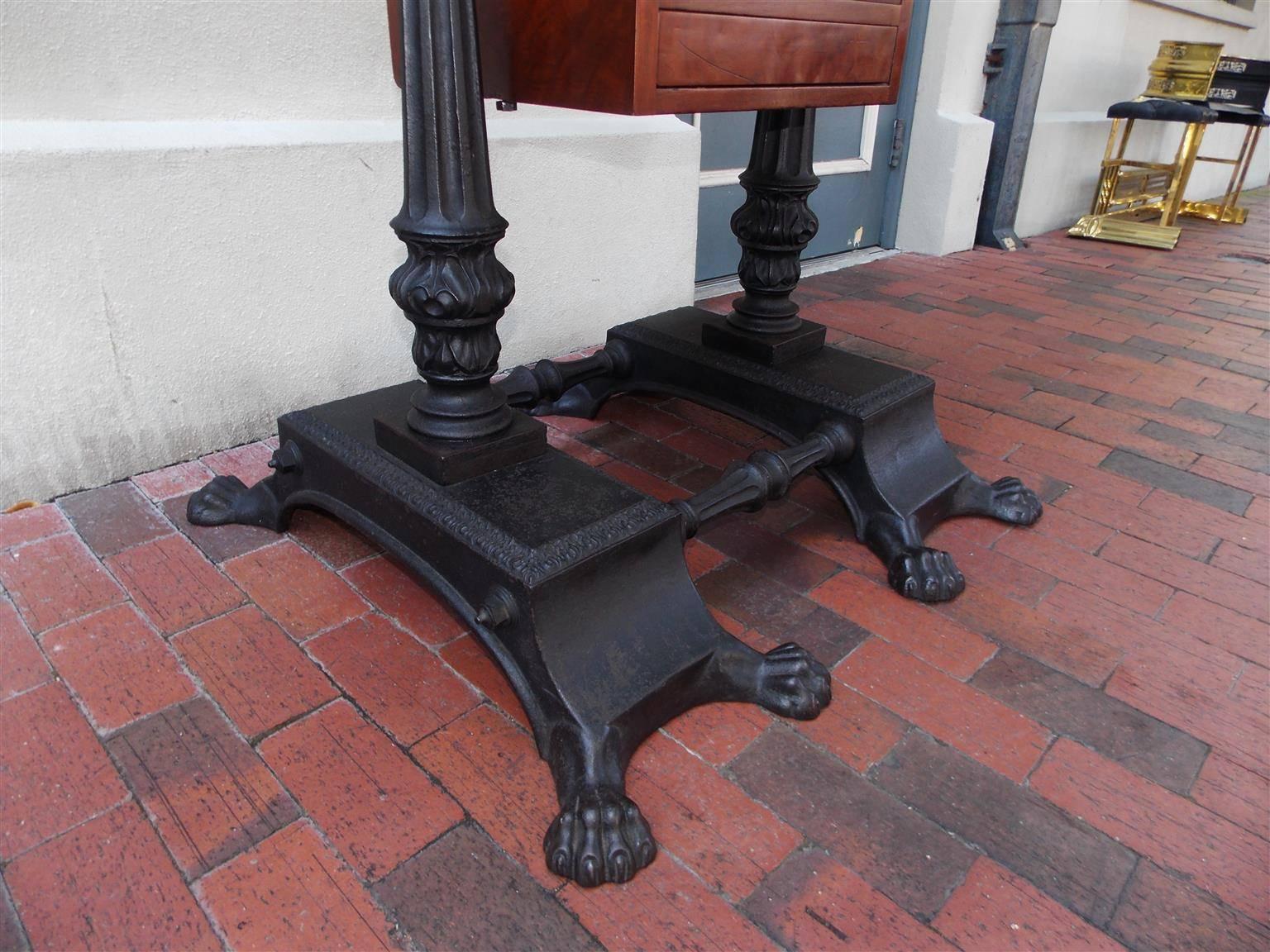 American Mahogany and Cast Iron Copying Press with Paw Feet, Charleston, SC 1830 For Sale 1