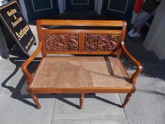 Settee en bois sculpté des rois des Caraïbes avec feuillage et canne à animaux, vers 1830