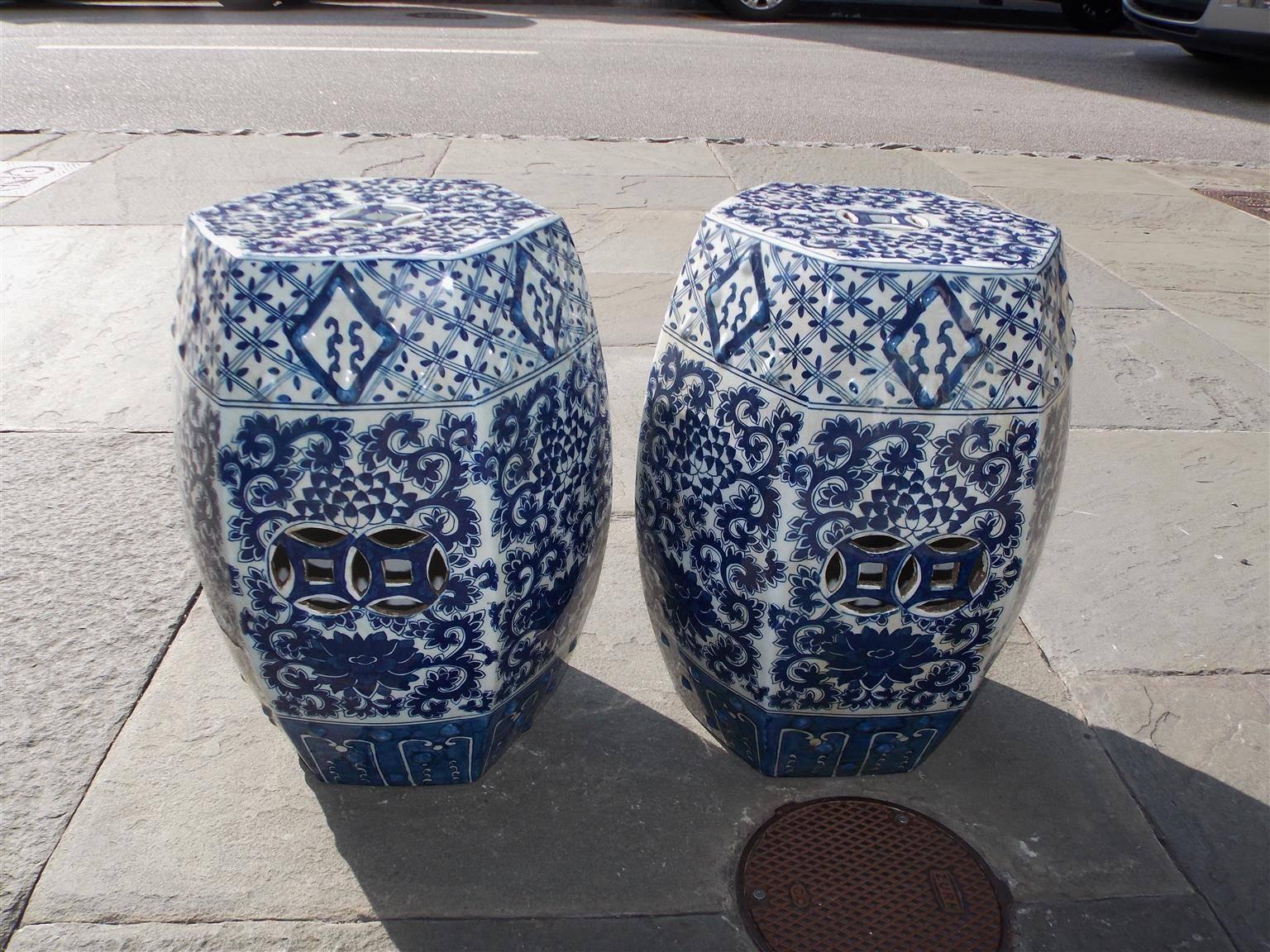 Pair of Chinese Porcelain Glazed Garden Benches, Late 20th Century 3