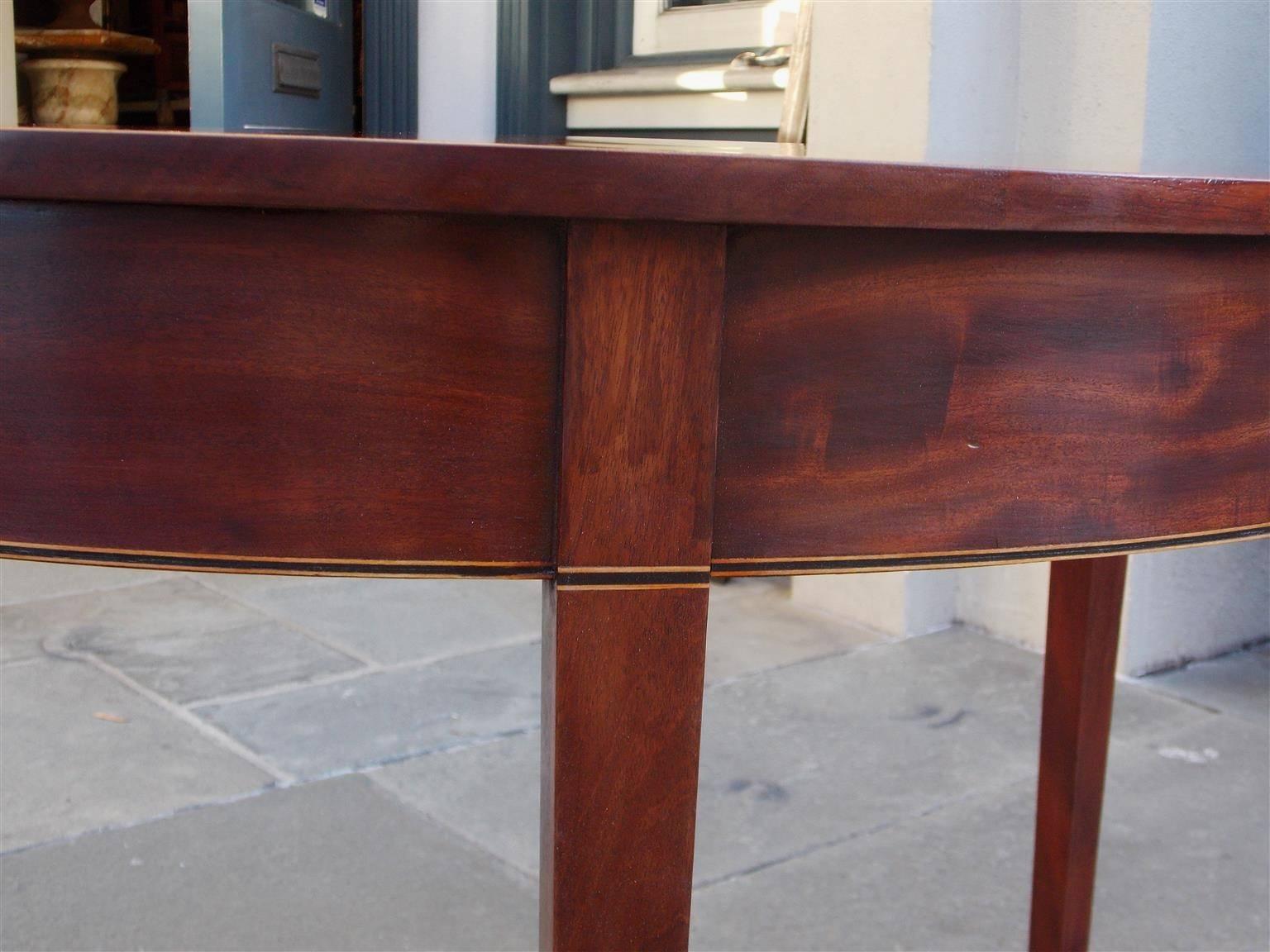 American Charleston Mahogany Inlaid Demilune Console, Circa 1790 1