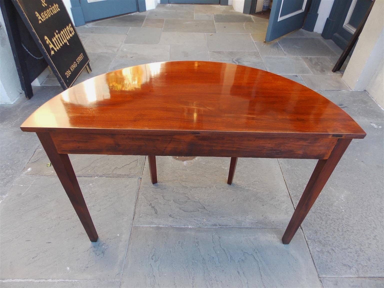 American Charleston Mahogany Inlaid Demilune Console, Circa 1790 2