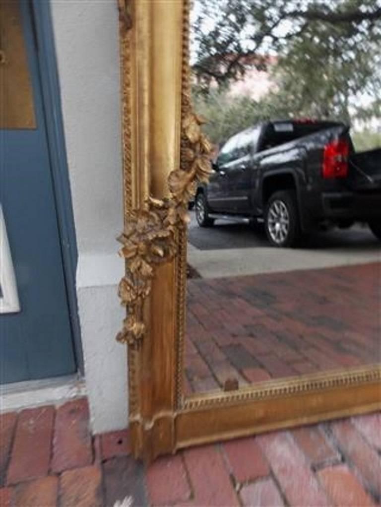 French Gold Gilt Decorative Floral Swag Wall Mirror, Circa 1820 In Excellent Condition In Hollywood, SC