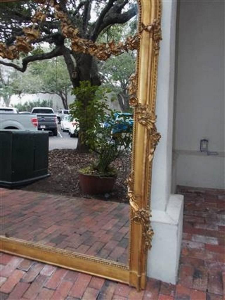 Early 19th Century French Gold Gilt Decorative Floral Swag Wall Mirror, Circa 1820