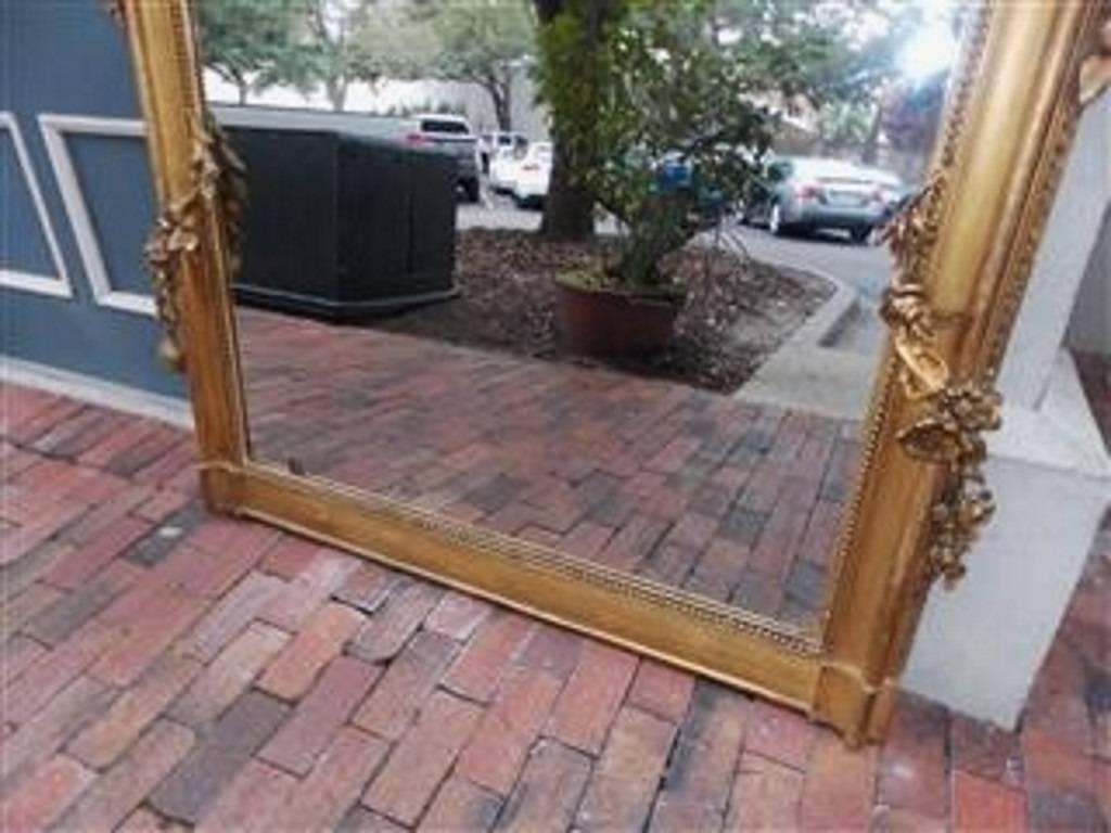 French Gold Gilt Decorative Floral Swag Wall Mirror, Circa 1820 1