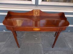 American Sheraton Mahogany Inlaid Demi-Lune Server, Circa 1815