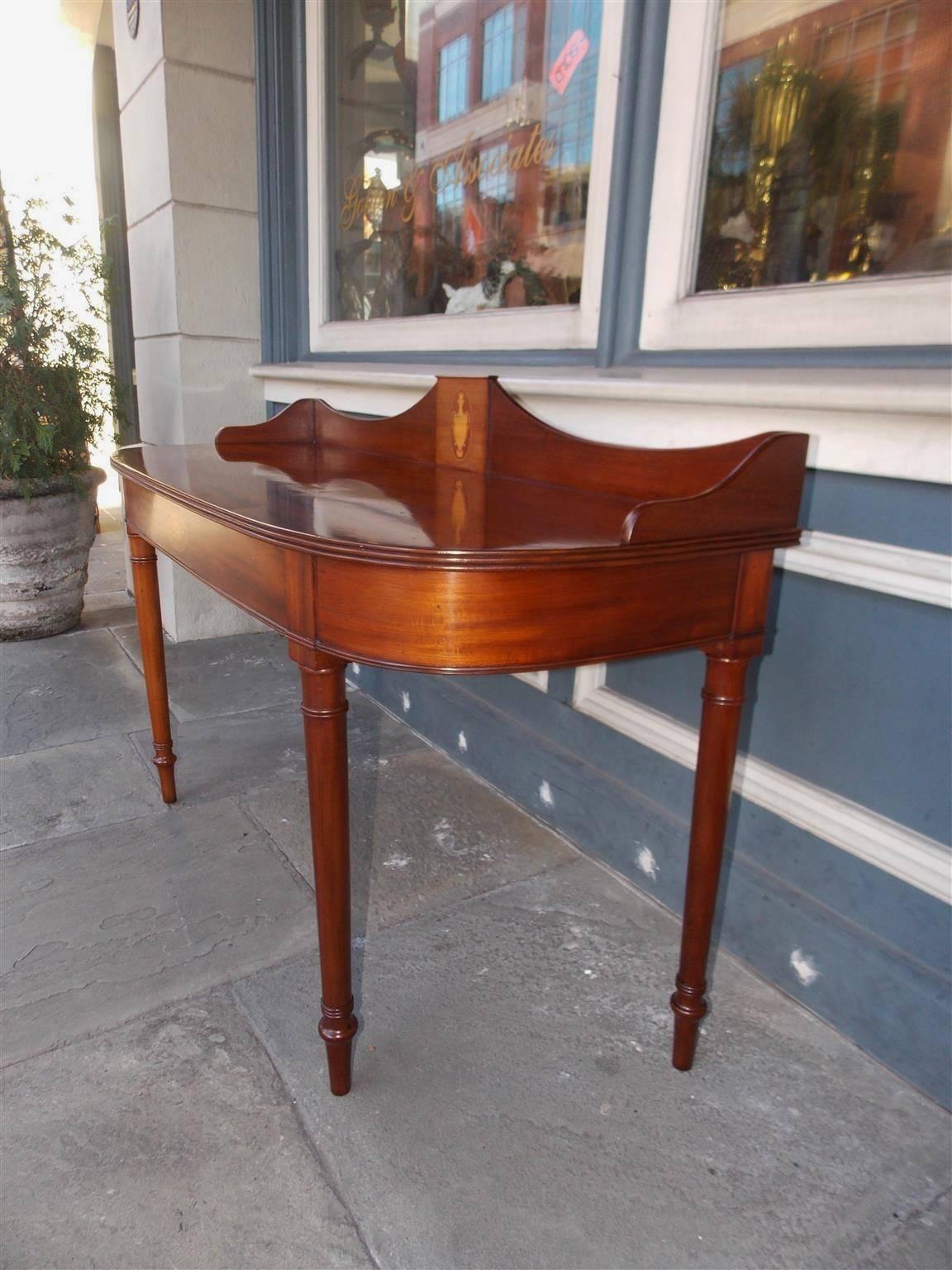 American Sheraton Mahogany Inlaid Demi-Lune Server, Circa 1815 4