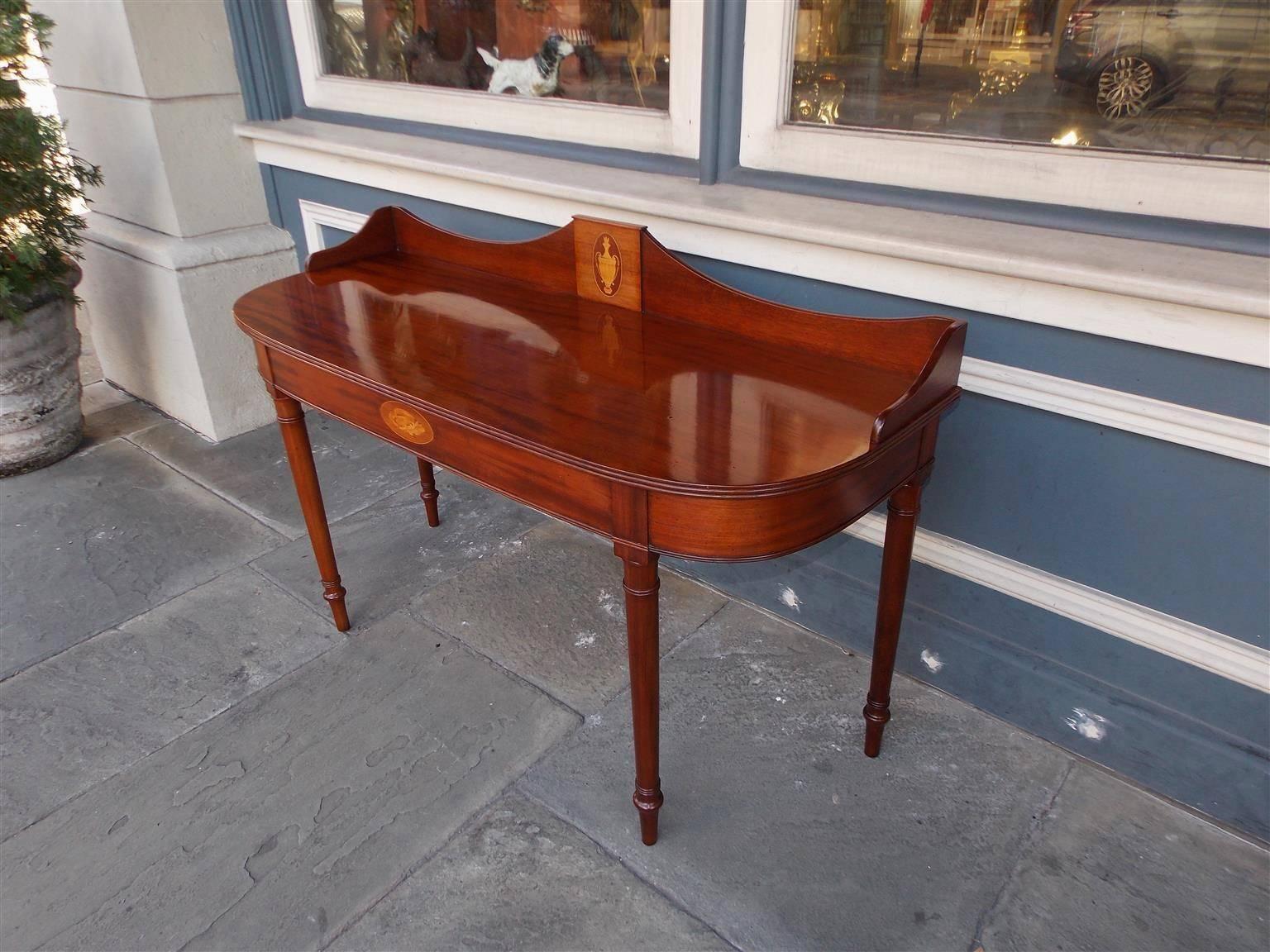 Early 19th Century American Sheraton Mahogany Inlaid Demi-Lune Server, Circa 1815