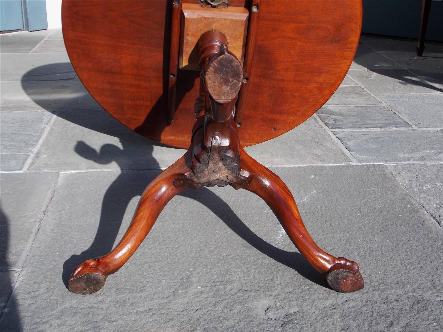 American Chippendale Mahogany Tilt-Top Desert Table with Ball & Claw Feet C 1770 For Sale 3