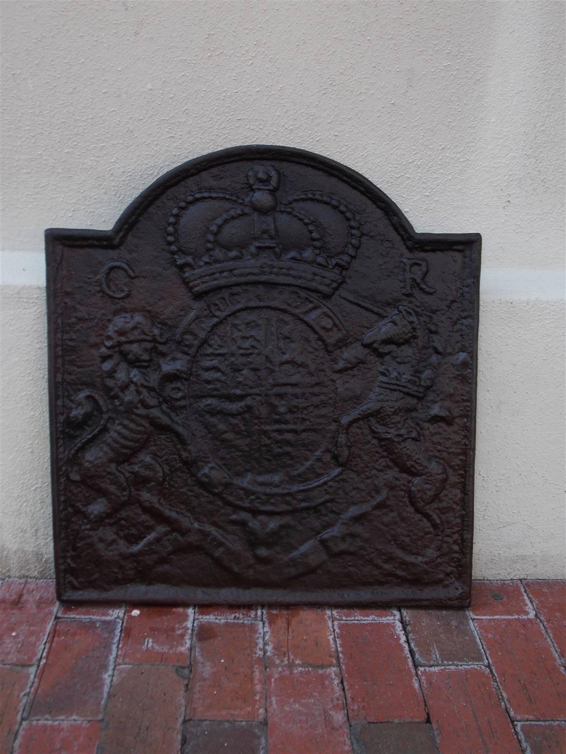 George IV English Cast Iron Fireback with Royal Coat of Arms by Thomas Elsley, Circa 1830