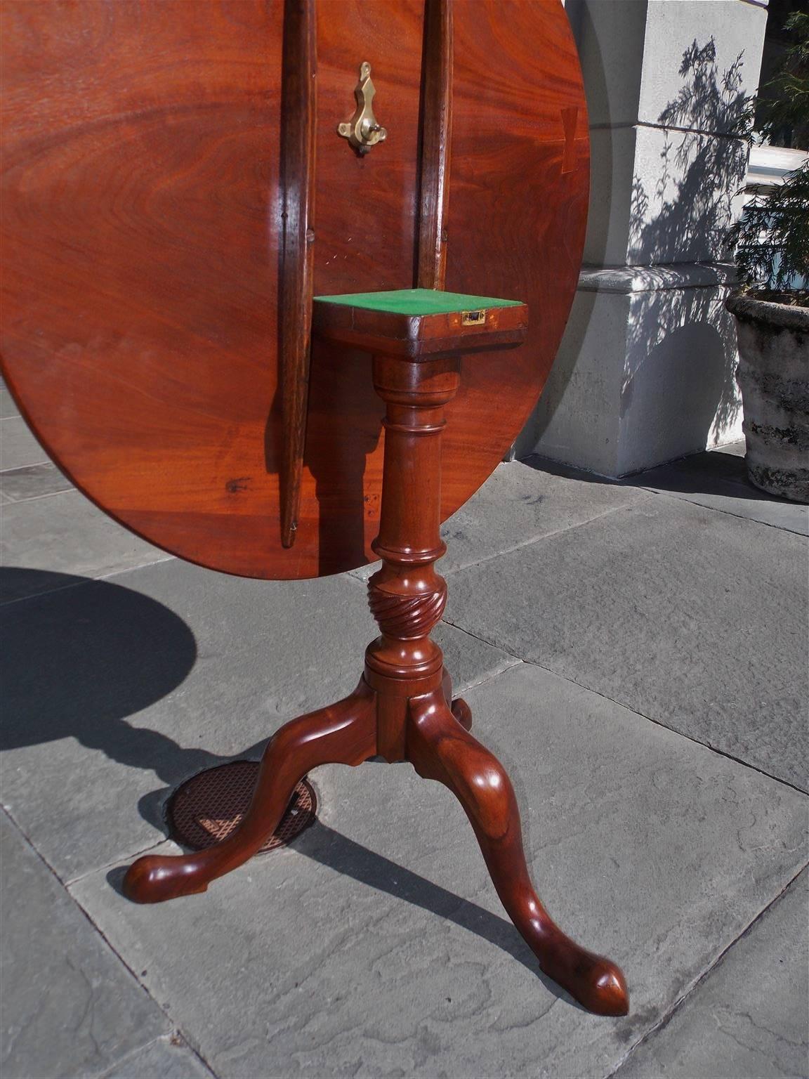 English Mahogany One Board Tilt-Top Pedestal Tea Table, Circa 1770 In Excellent Condition For Sale In Hollywood, SC