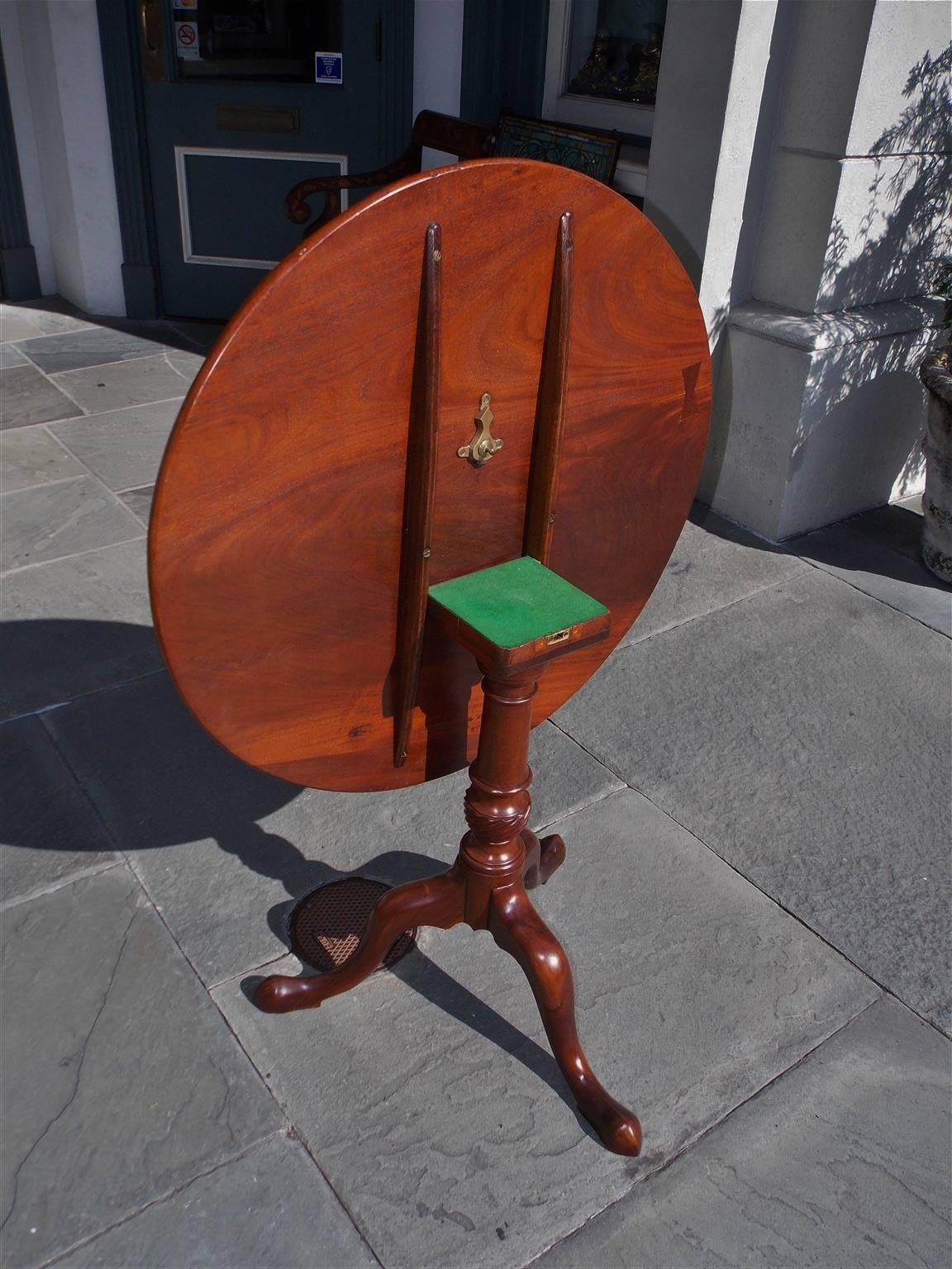 Late 18th Century English Mahogany One Board Tilt-Top Pedestal Tea Table, Circa 1770 For Sale