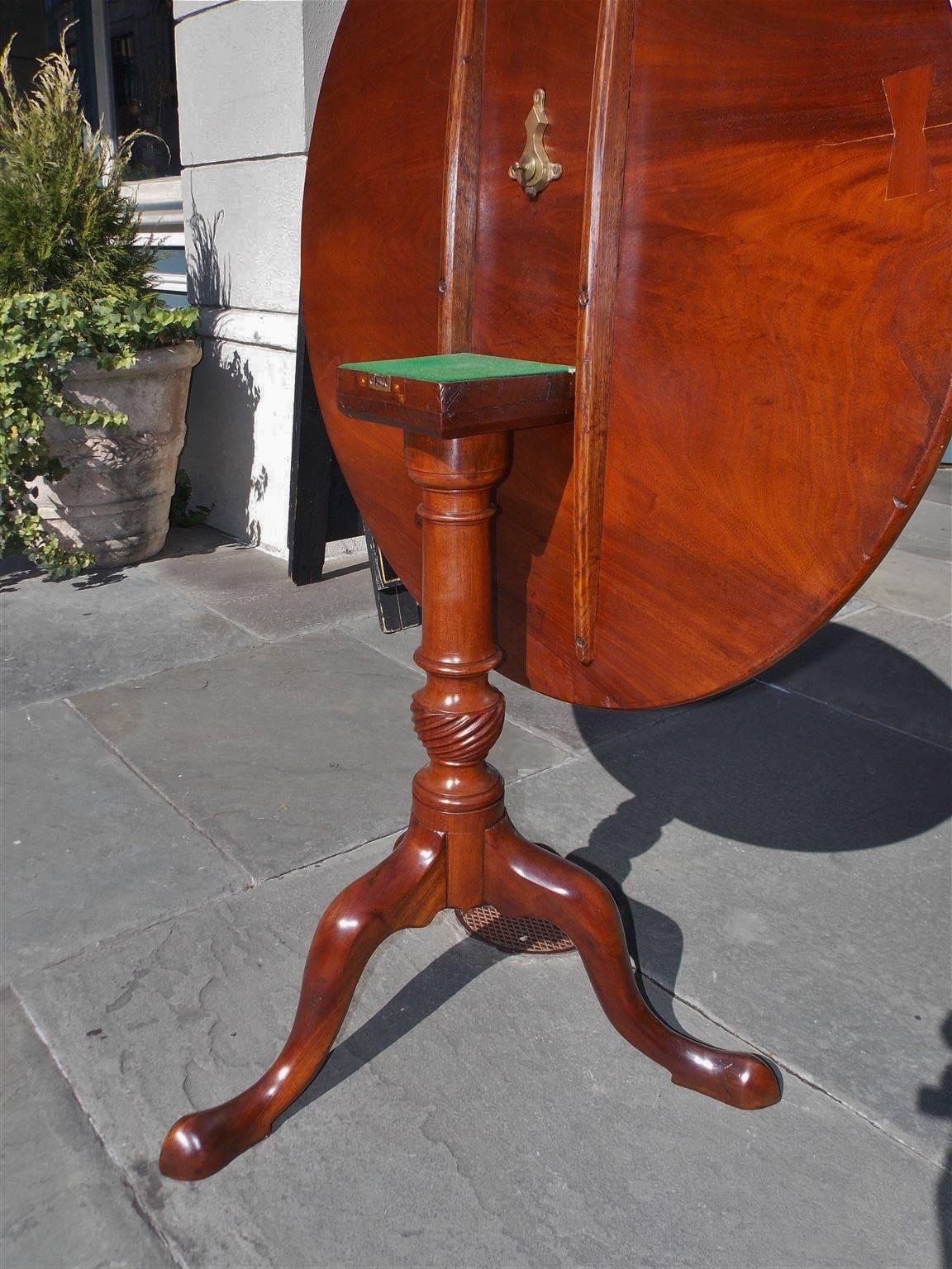 English Mahogany One Board Tilt-Top Pedestal Tea Table, Circa 1770 For Sale 1