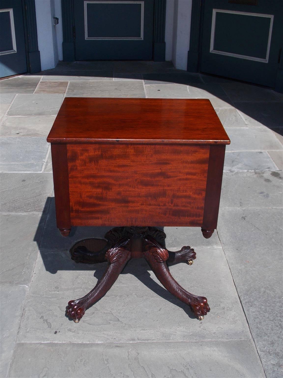 American Mahogany Two Drawer Acanthus Lions Paw Table.  Circa 1815 3