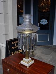 American Brass and Crystal Marble Sinumbra Lamp, Circa 1830