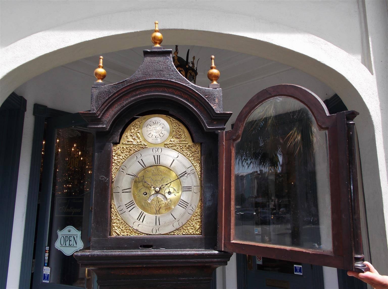 Mid-18th Century English Chinoiserie Figural Tall Case Clock, Maker William Snow, Circa 1760