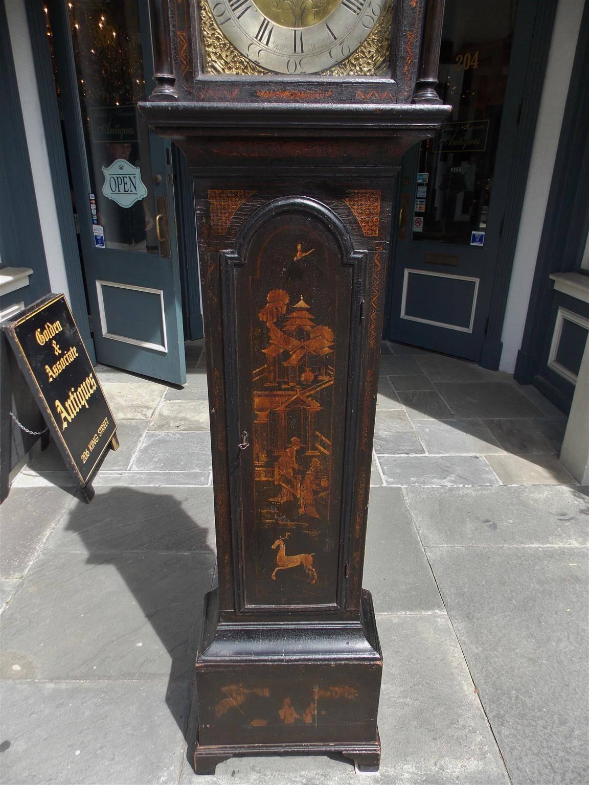 English Chinoiserie Figural Tall Case Clock, Maker William Snow, Circa 1760 2