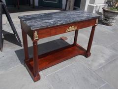 Pair of American Mahogany Figural Ormolu Marble Top Consoles, Circa 1810