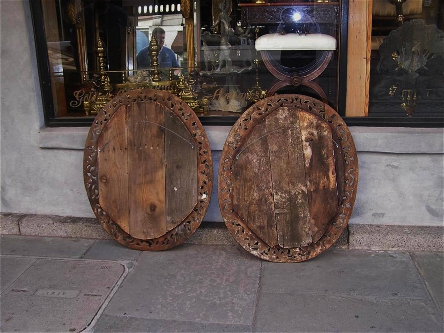 Pair of Anglo-Indian Mahogany Floral Carved Oval Mirrors, Circa 1810 For Sale 2