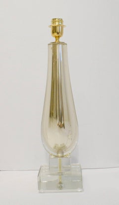 Single Clear and Gold Mercury Mirrored Murano Glass Lamp, Italy