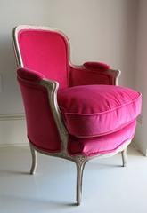 19th Century Louis XV Bergere Chair in Fuchsia Velvet