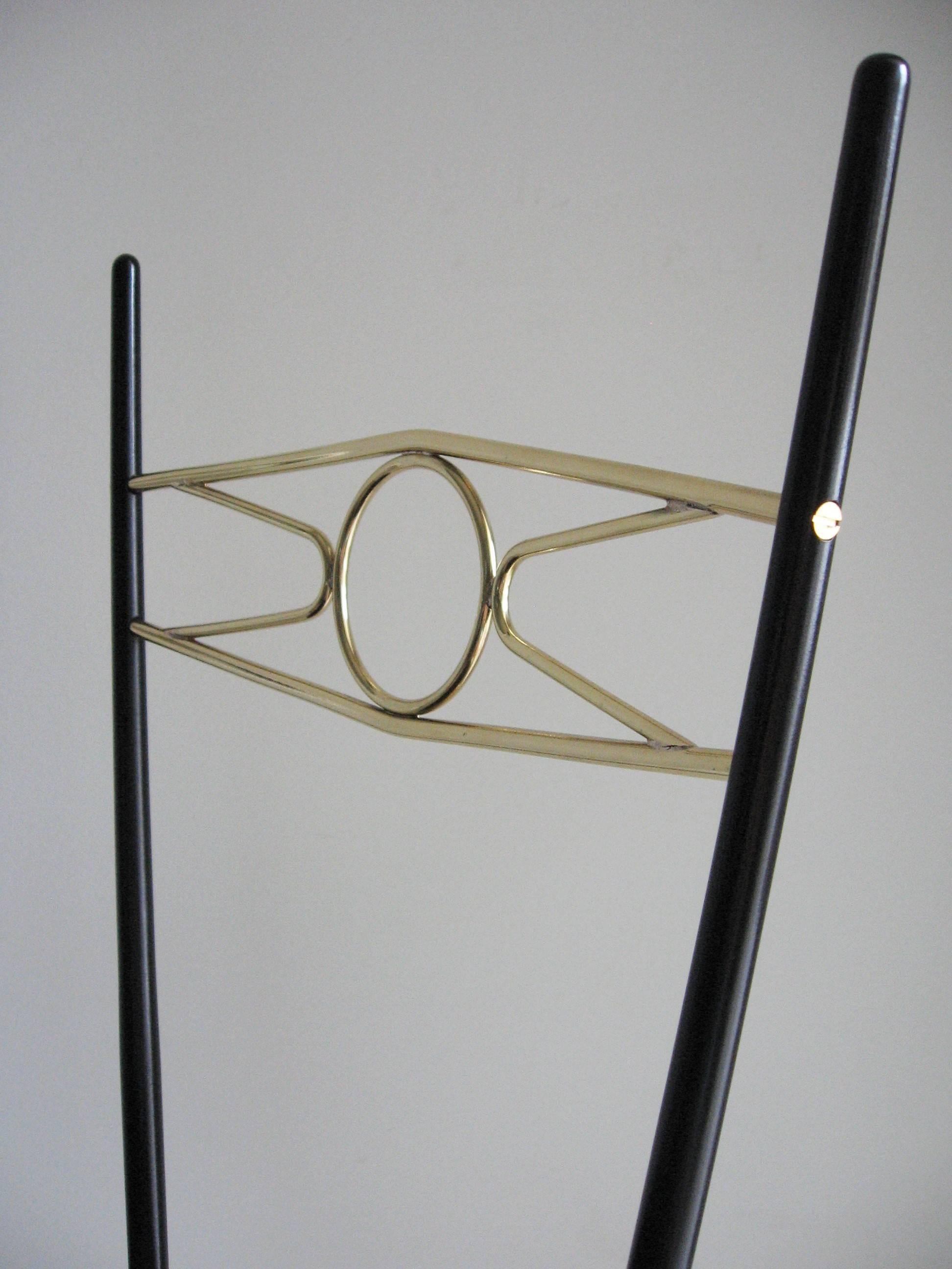 Pair of Mid-Century Modern Italian Gio Ponti Style Brass and Metal Chairs 2
