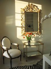 Large Late 19th Century Ornately Carved Giltwood and Painted Italian Mirror, 50"