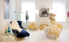 Pair of White Pulegoso Murano Glass Floor Lamps