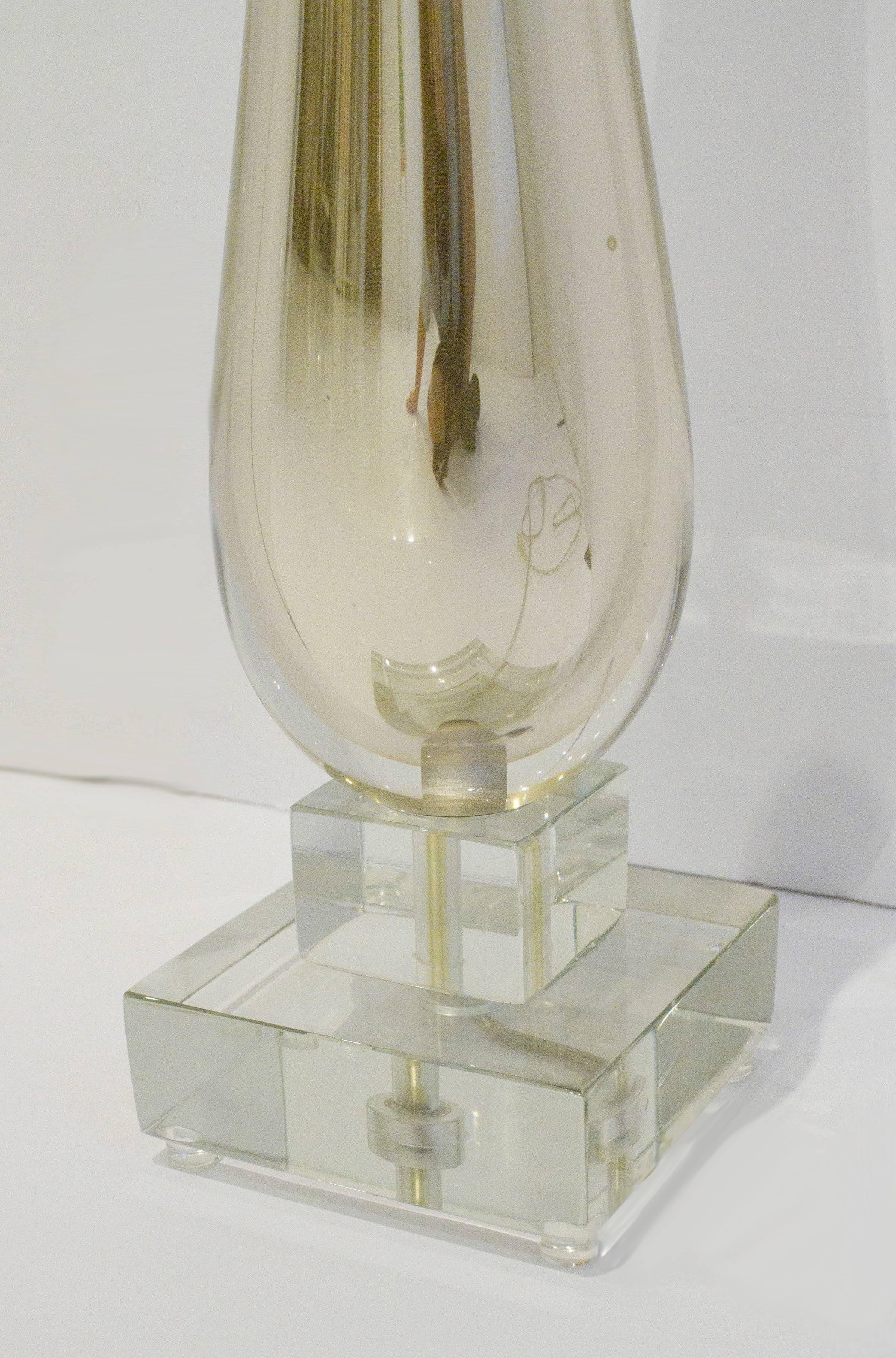 Einzelne Lampe aus klarem und goldenem Murano-Glas mit Quecksilberspiegeln, Italien (Moderne der Mitte des Jahrhunderts) im Angebot