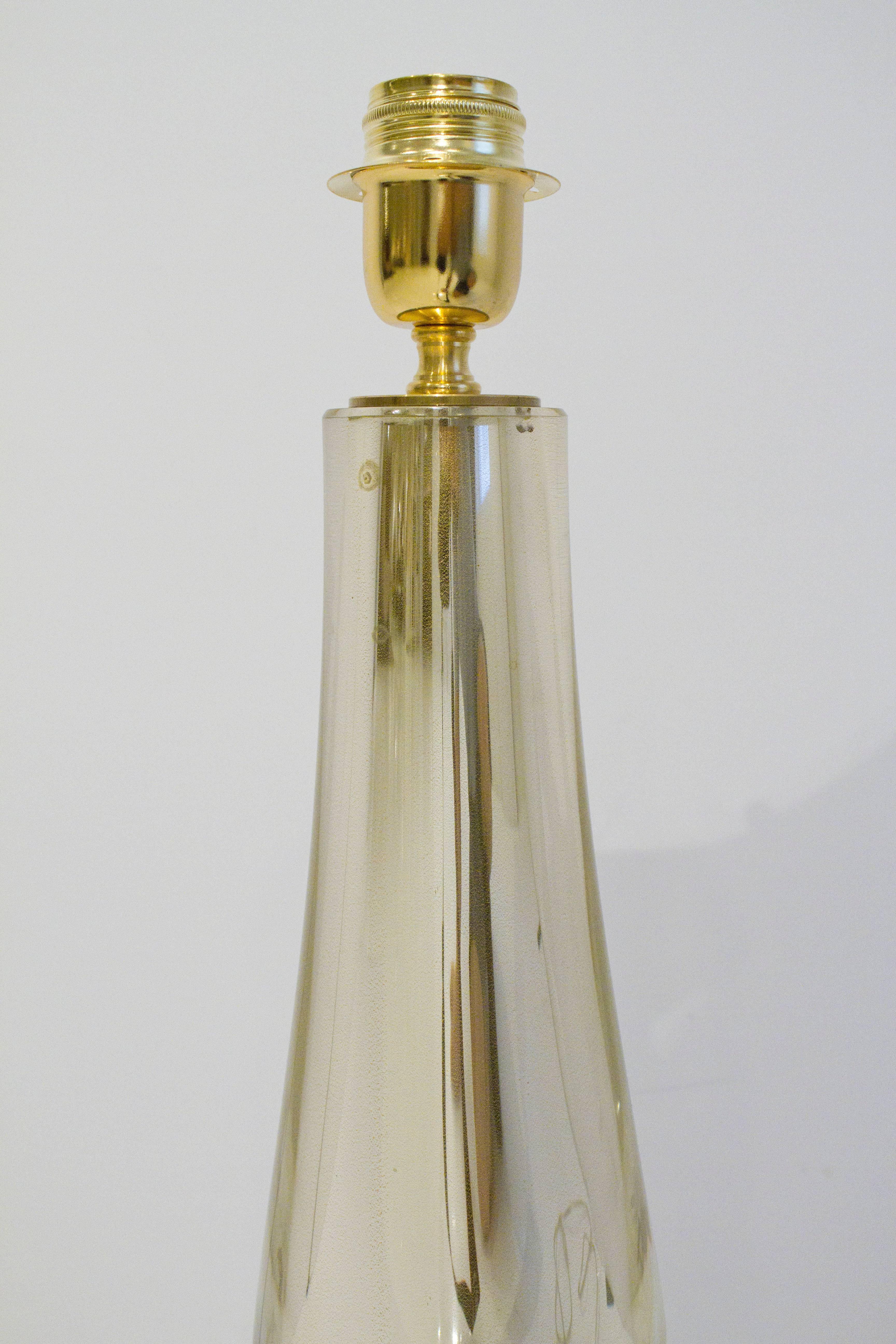 Einzelne Lampe aus klarem und goldenem Murano-Glas mit Quecksilberspiegeln, Italien (Handgefertigt) im Angebot