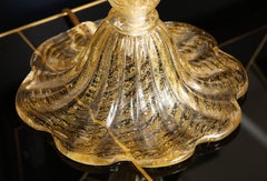 Tall Pair of Seguso Style 23-Karat Speckled Gold Murano Glass Lamps, Italy