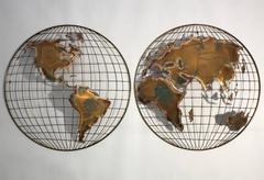 Curtis Jere Modernist World Map/Globe Sculpture