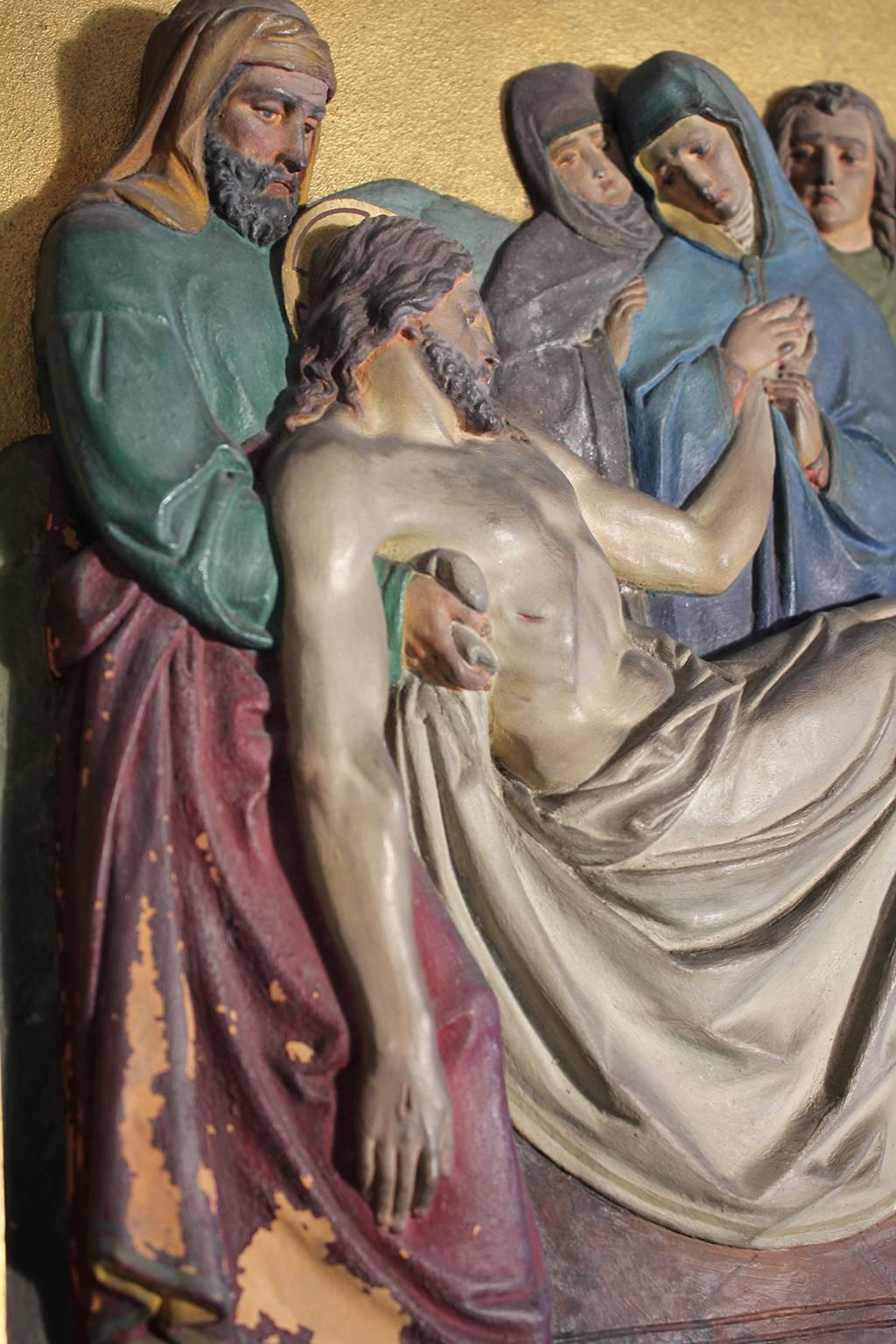 Set of Fourteen 19th Century Gothic Stations of the Cross Religious Paintings 1