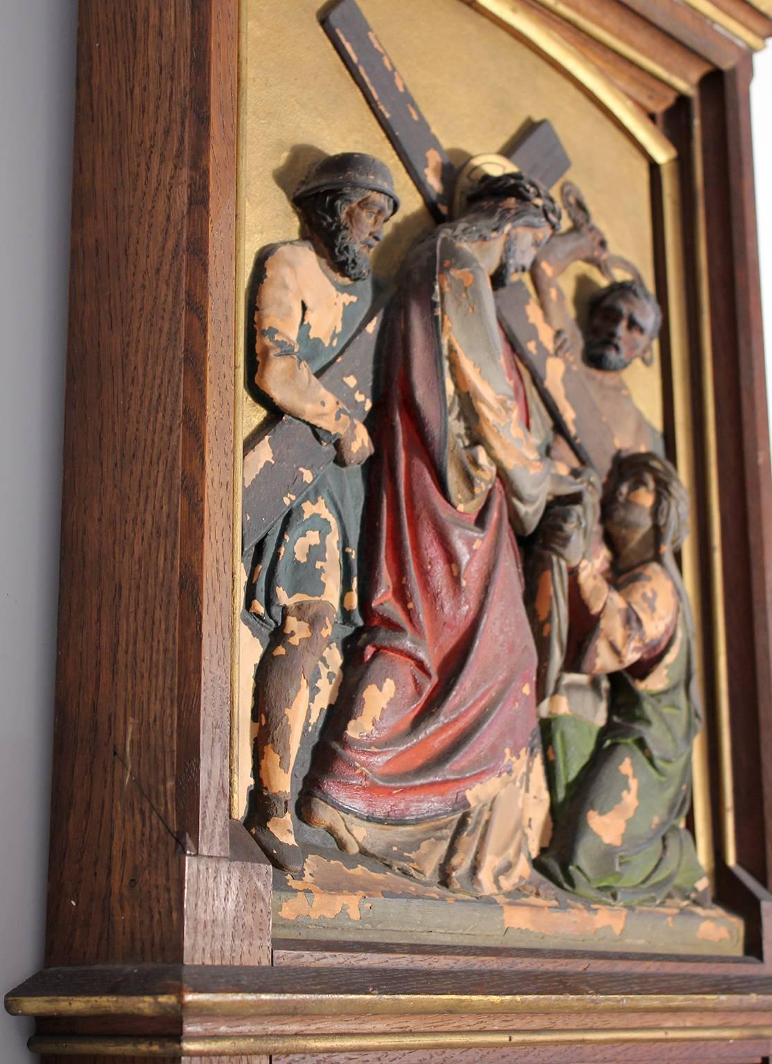 Set of Fourteen 19th Century Gothic Stations of the Cross Religious Paintings 3