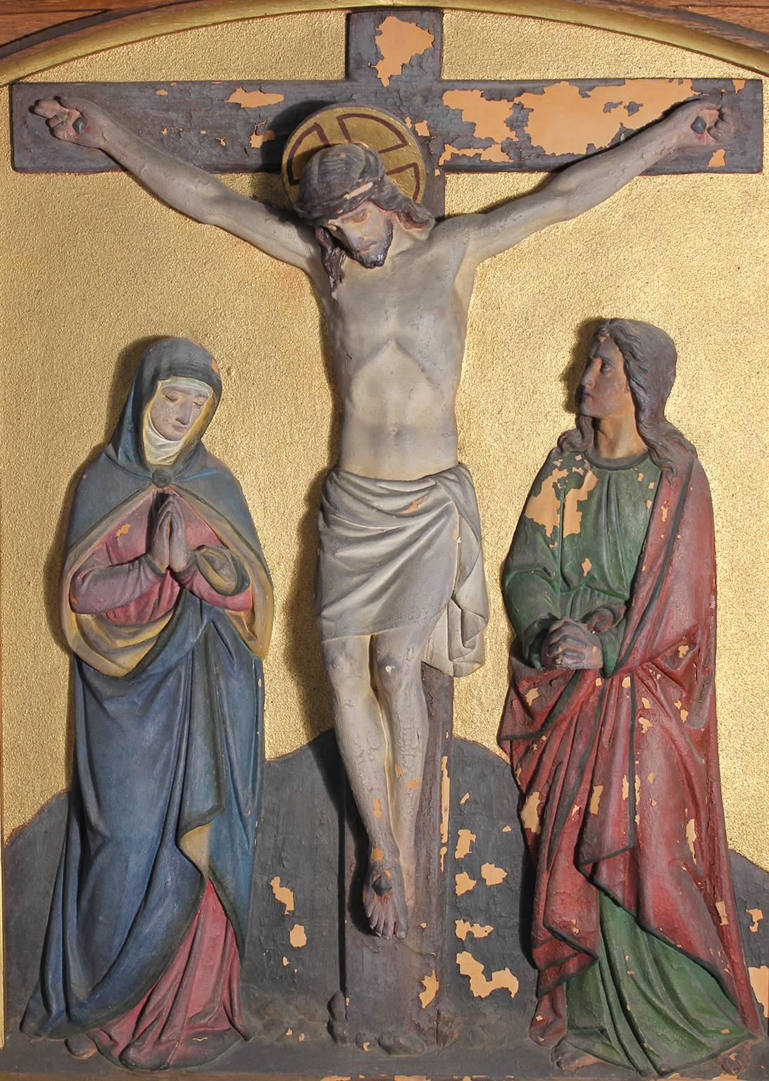 Set of Fourteen 19th Century Gothic Stations of the Cross Religious Paintings In Good Condition In San Diego, CA