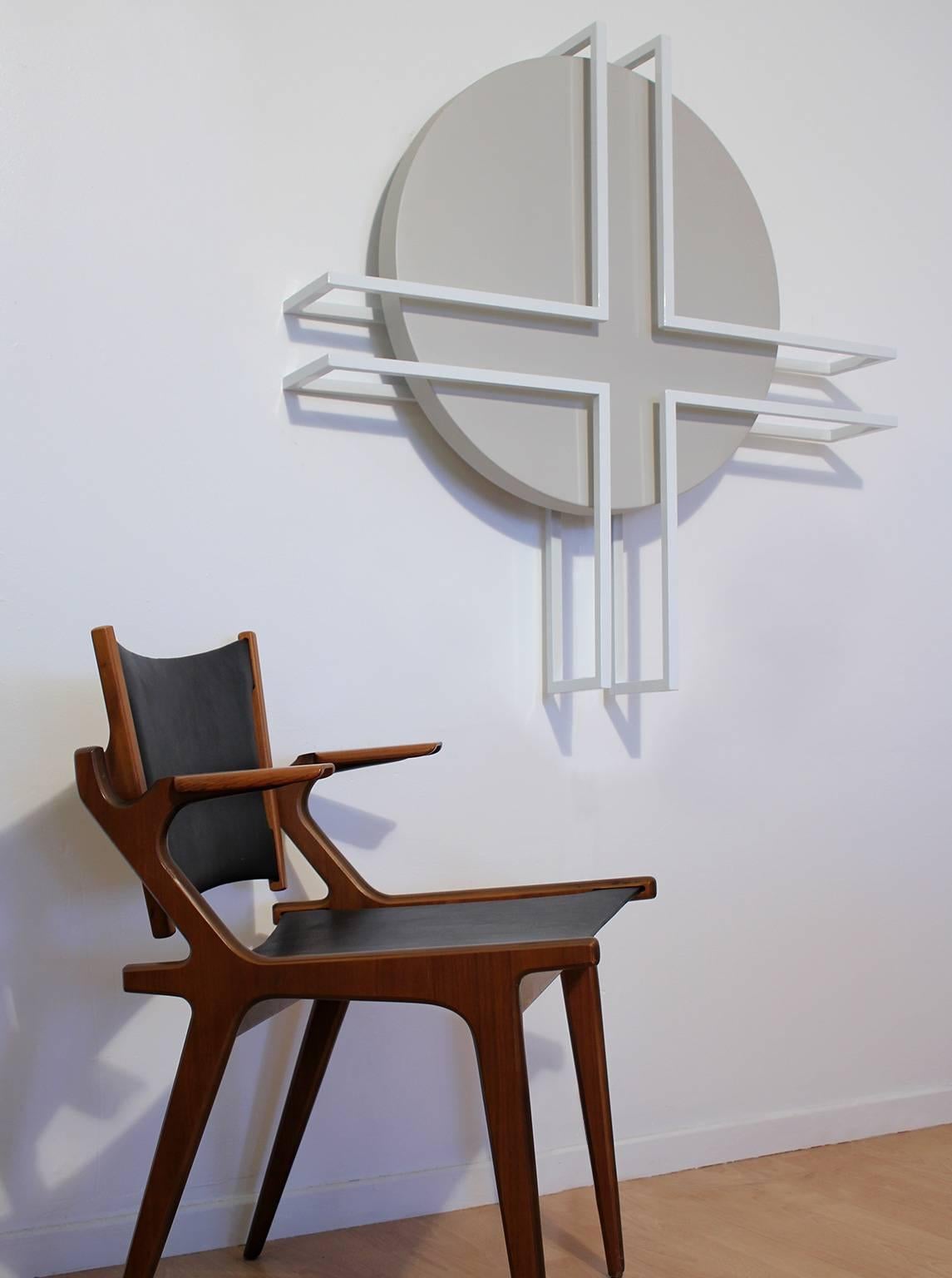 Minimalist wall mounted motorized kinetic sculpture by Southern California sculptor Stephen Beck-von-Peccoz. 