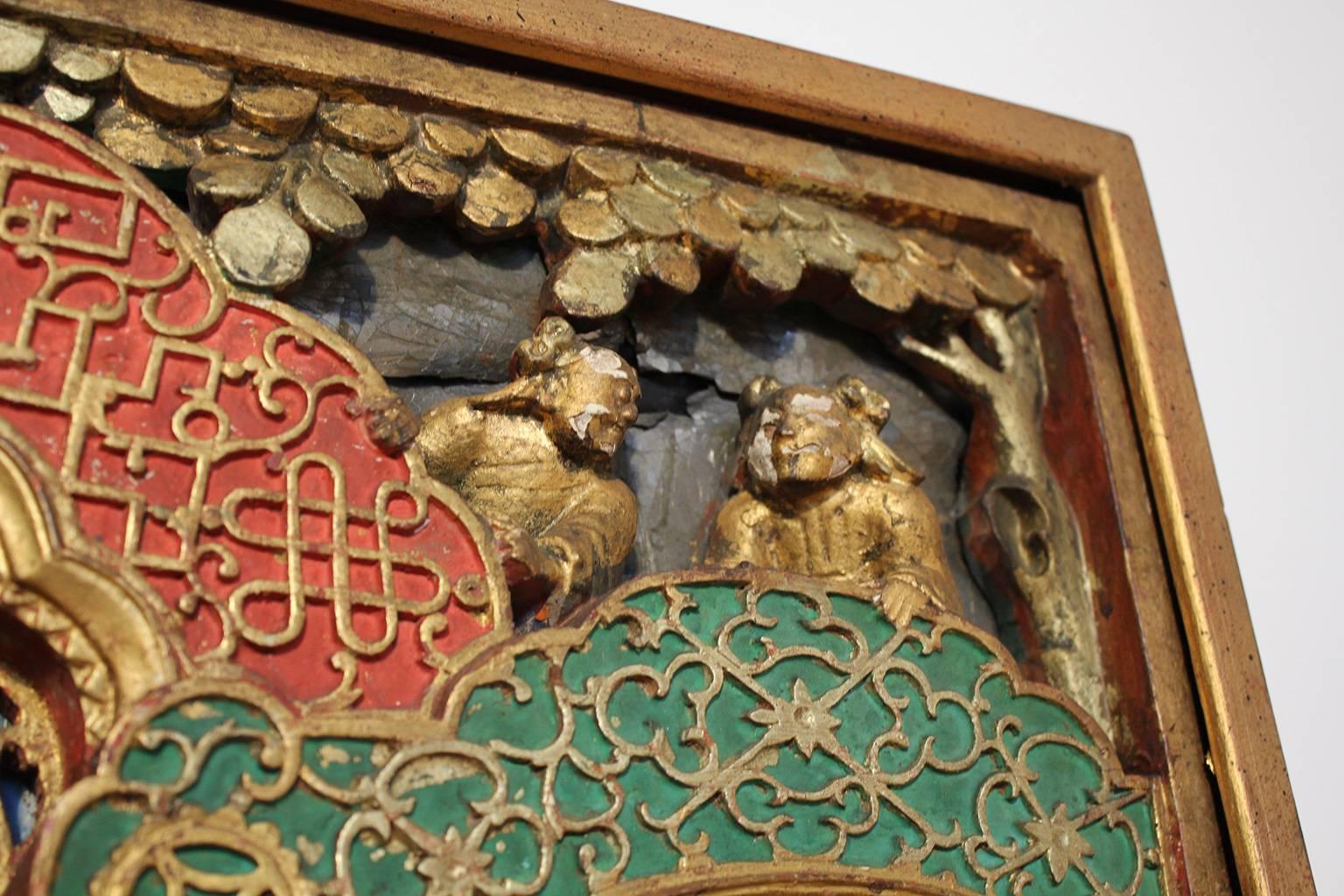 19th Century Chinese Carved Giltwood Panel 4