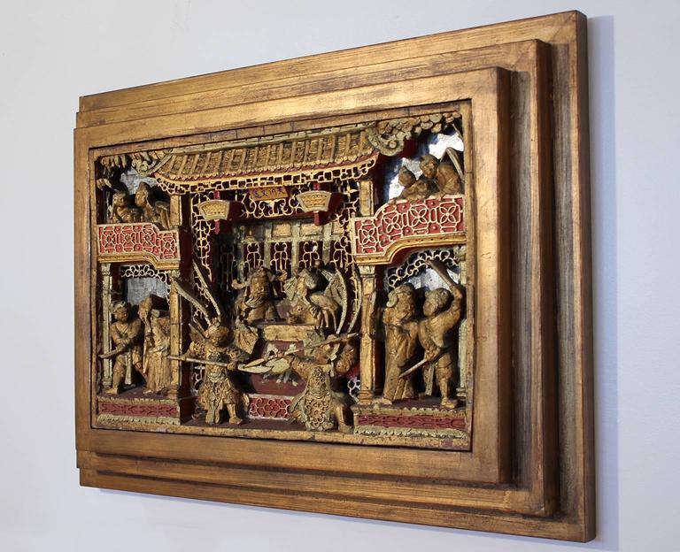 19th Century Chinese Carved Giltwood Panel For At 1stdibs 19th Century Chinese Carved Giltwood Panel In Excellent Condition For San Go Ca