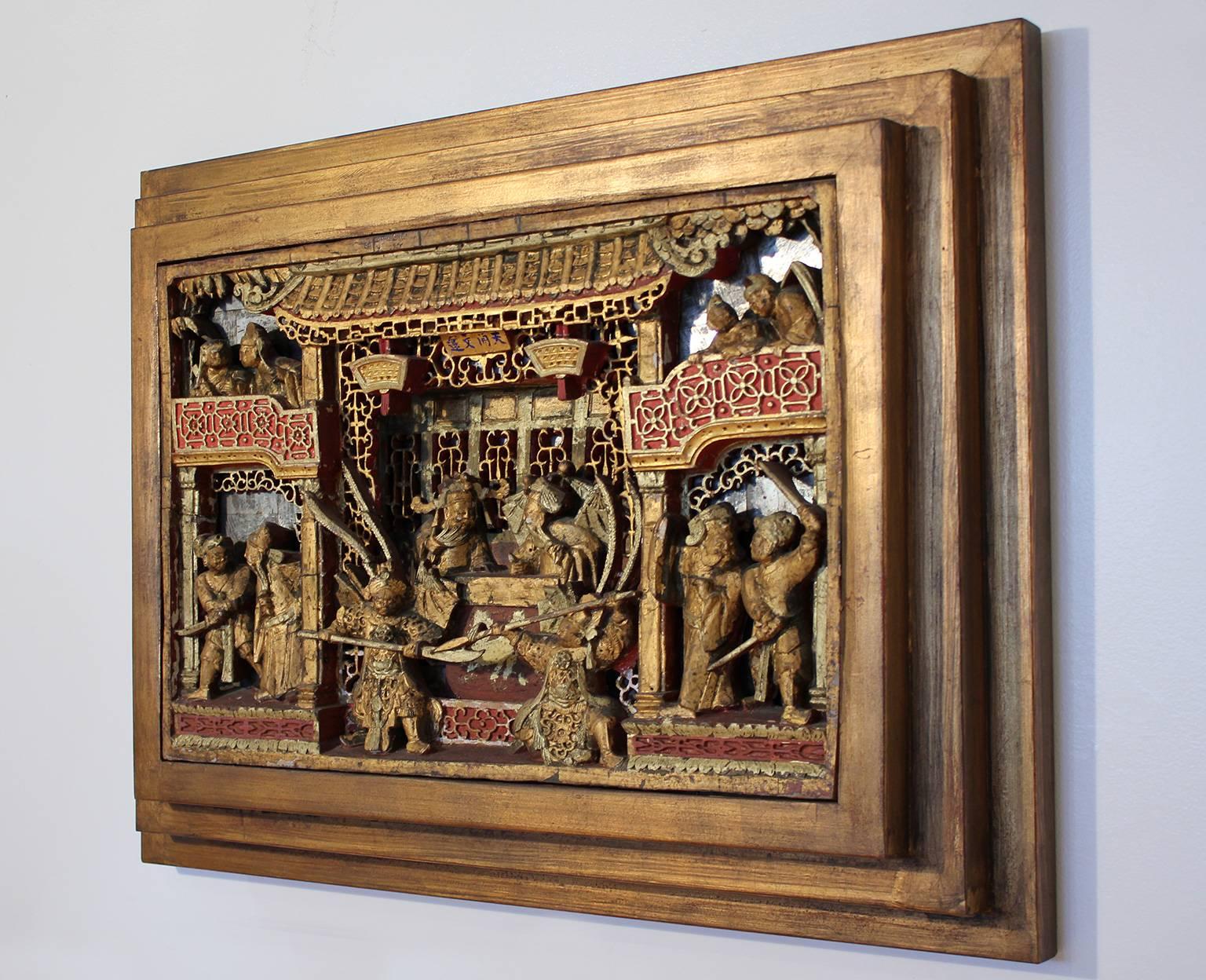 chinese carved wood panels for sale