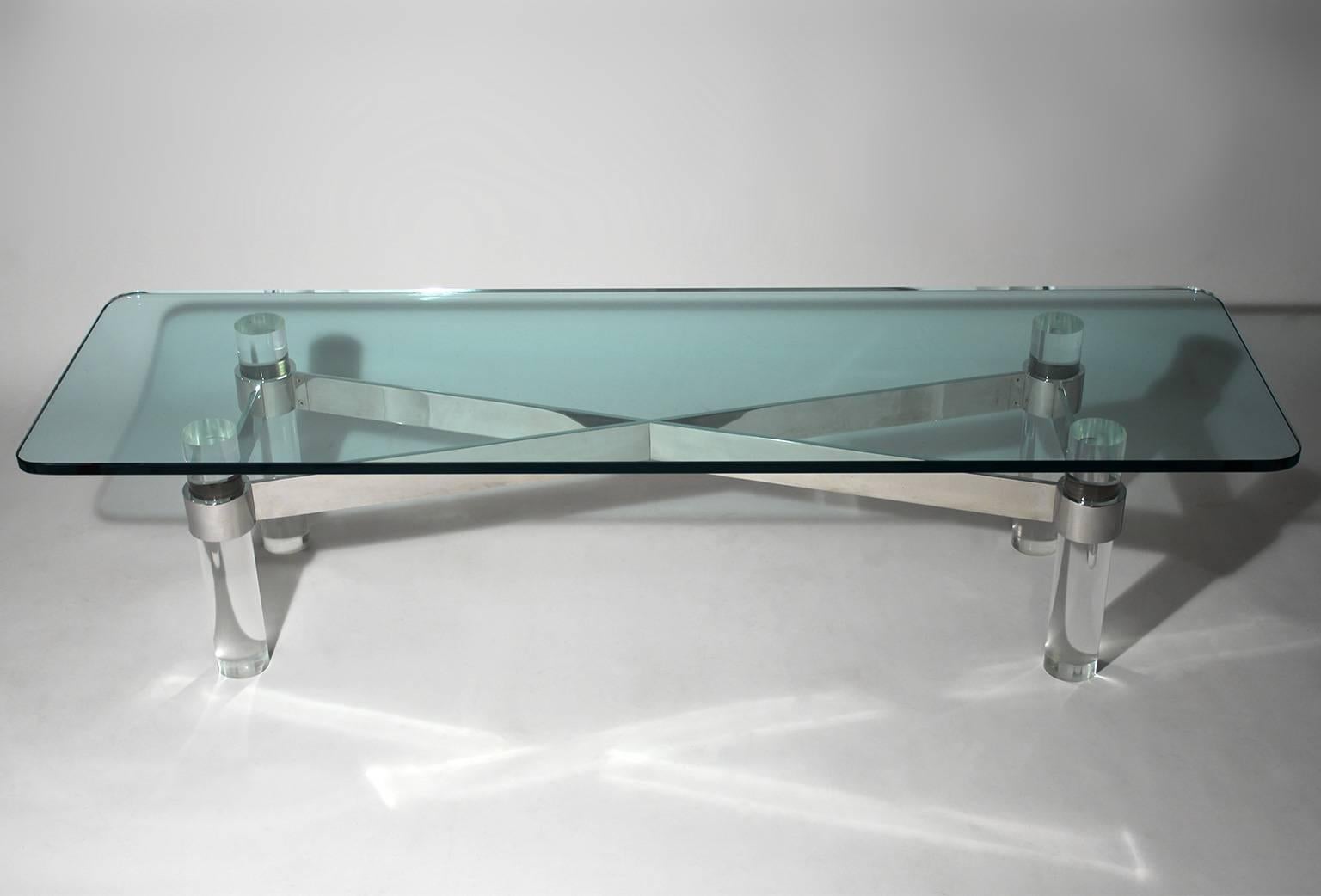 Mid-Century Modern Lucite Coffee Table In The Manner Of Karl Springer 